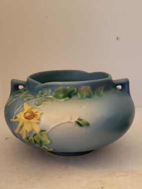 1941 Roseville Pottery Columbine Blue Jardiniere Bowl #655-4